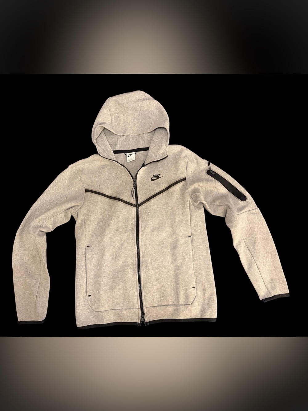 Nike Gray Zip-Up Hoodie with Black Trim size S Men